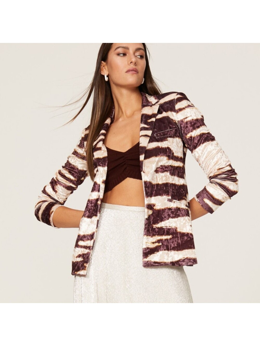 Stella Jean Velvet Zebra Print Blazer Jacket Sz 40 Old Money Glam Quiet Luxury